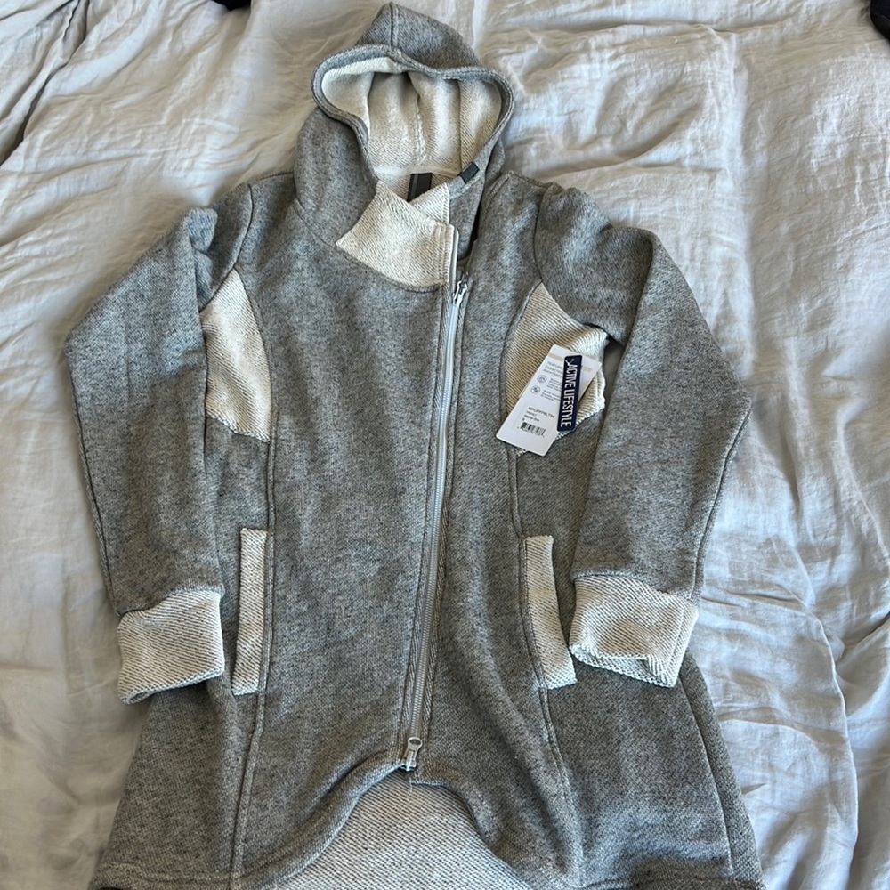 NWT Mondetta Hooded Asymmetrical Zip Long Jacket